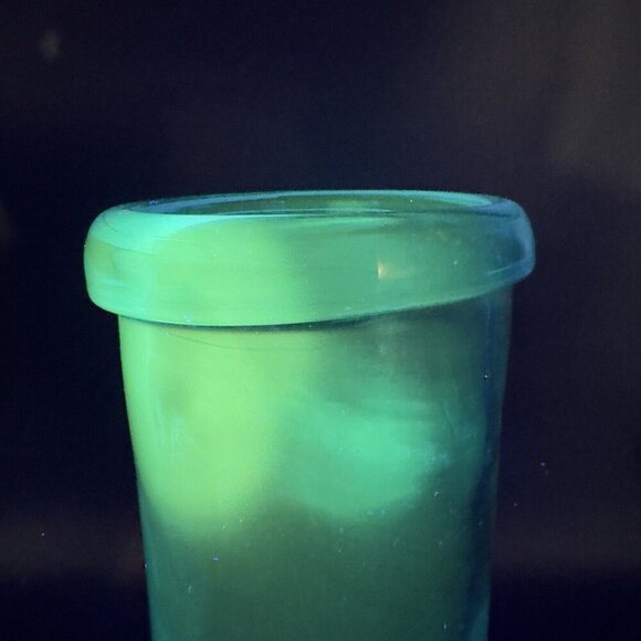 Blenko Joel Myers Roll Top Vase Cylinder Cobalt Blue Manganese 365nm Green UV - Picture 2 of 14